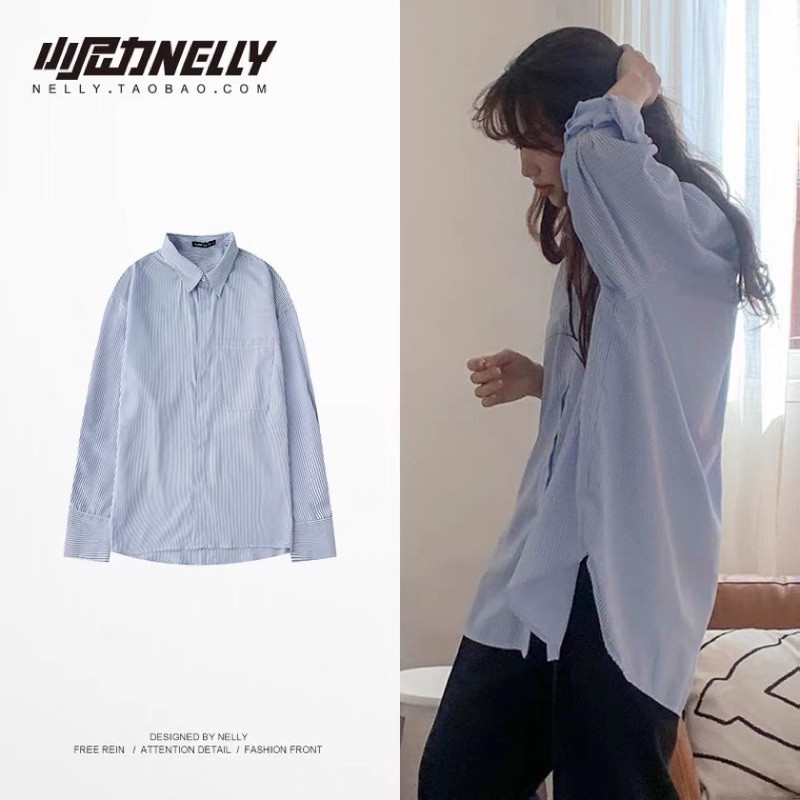Áo sơ mi Nelly dáng unisex form rộng ASM3902 | BigBuy360 - bigbuy360.vn