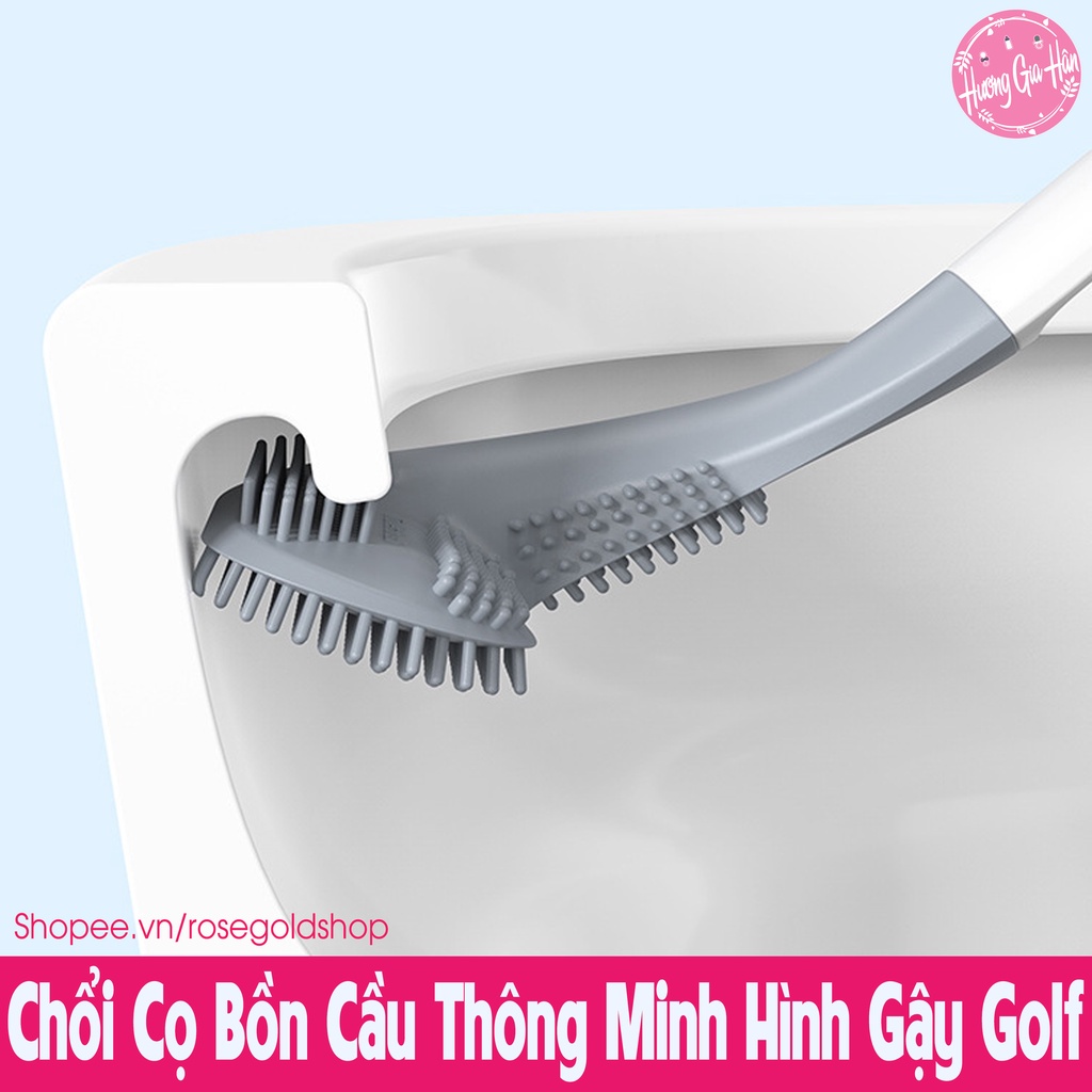 Cọ Bồn Cầu Silicon Thông Minh Hình Gậy Golf [Tặng Kèm Móc], Cọ Toilet Nhà Vệ Sinh Cao Cấp - Parroti Silicon