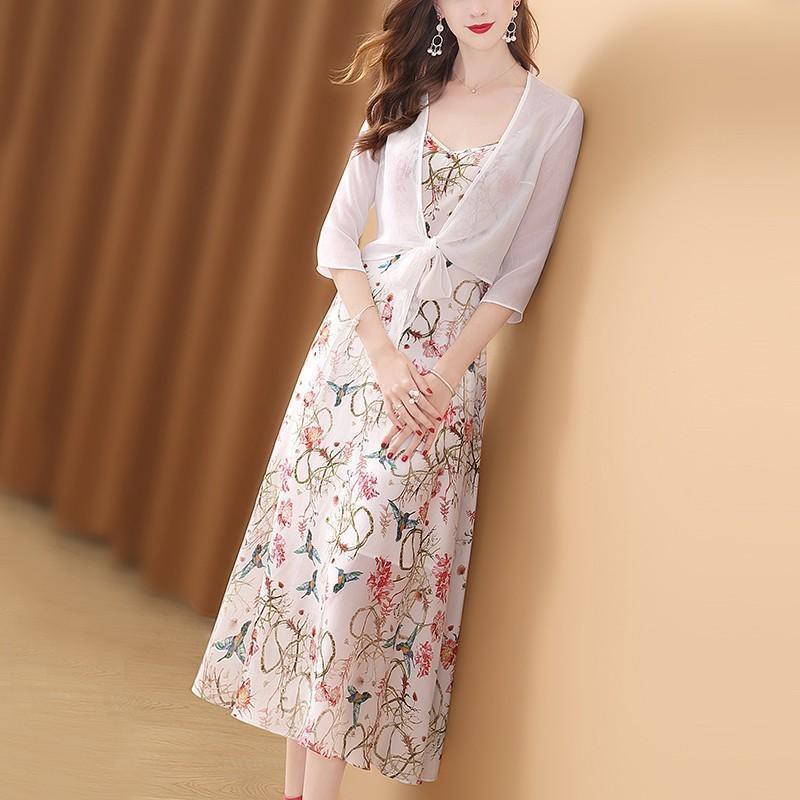 One piece/suit chiffon sling dress female summer mid-length 2021 new slimming lady suit skirt