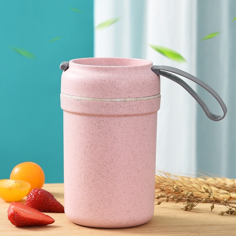 Cốc đựng canh lúa mạch 330ml dùng được trong lò vi sóng có quai xách