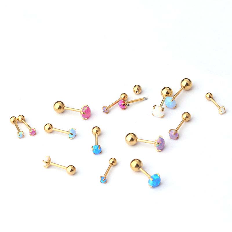 Khuyên đeo vành tai bằng thép không gỉ với đầu gắn dạng bi 20 Gauge