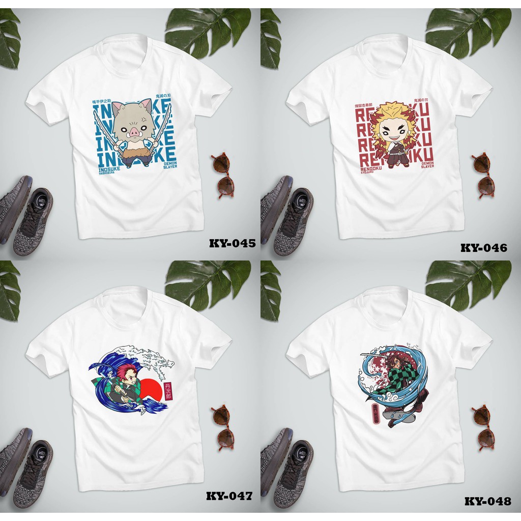 Áo thun T-Shirt Kimetsu No Yaiba Demon Slayer Thanh gươm diệt quỷ Tanjirou Nezuko Inosuke Zenitsu Rengoku MS 045-048