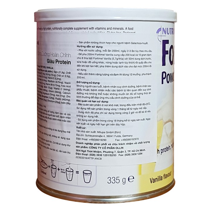 [CHÍNH HÃNG] Sữa Bột Nutricia Fortimel Powder 335g | Date Mới Nhất, Giá Tốt Nhất | Babivina