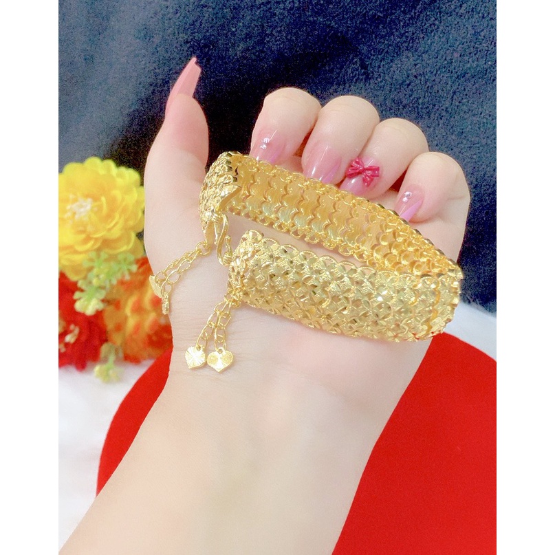 Lắc tay cưới xương cá chạm mạ 24.k cao cấp p1647