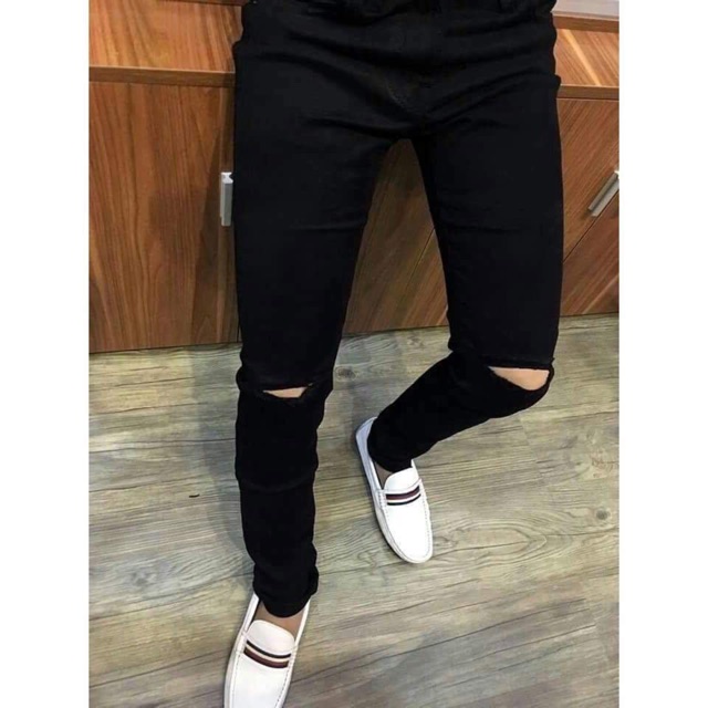 Quần Jean Nam Rách Gối [Ngầu] Quần Bò Nam đen -Quynhha | BigBuy360 - bigbuy360.vn