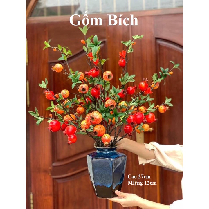 Bình Hoa Lọ Hoa Dáng Vai Vuông Vát Gốm Sứ Bát Tràng