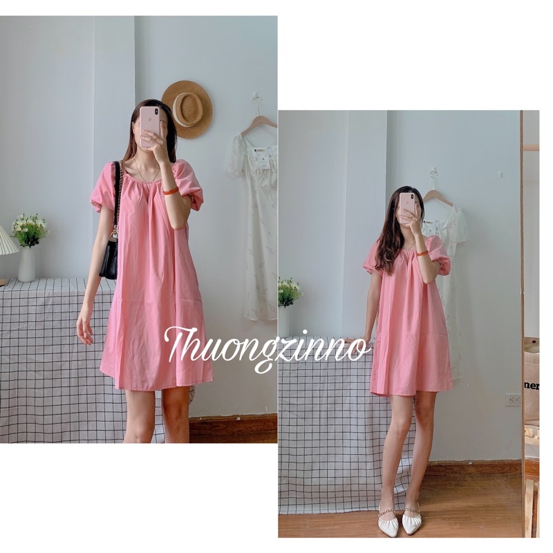 [Ảnh thật/Video]Đầm babydoll dáng suông tay bồng thắt nơ sau Đầm thiếu nữ ulzzang