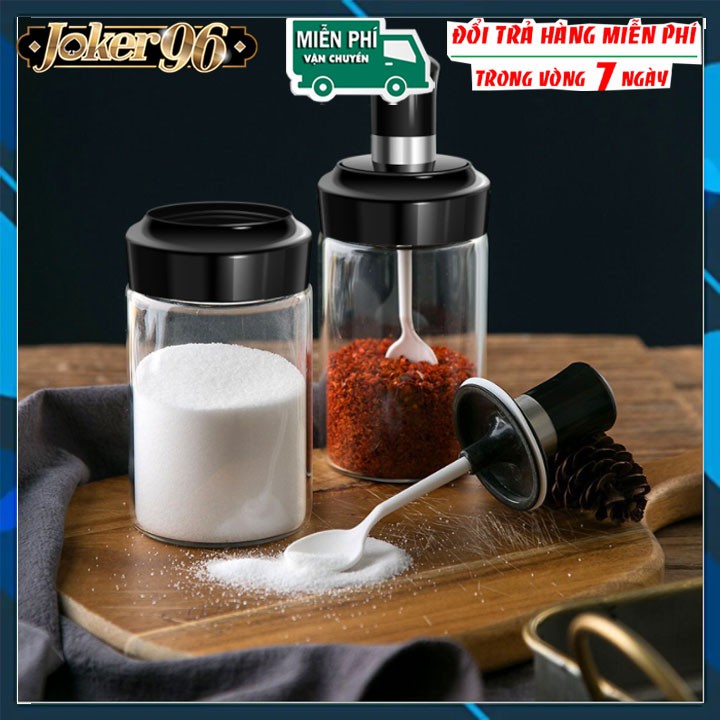 [GIÁ SỐC] Lọ đựng gia vị, dầu ăn, nước chấm bằng thủy tinh trong suốt kèm muỗng tiện lợi