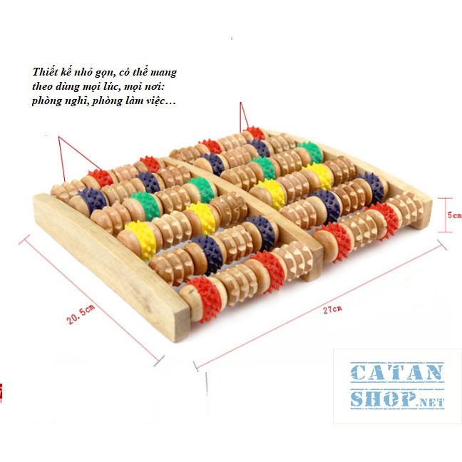 Cây massage chân bằng Gỗ cao cấp, Cây lăn chân 6 thanh Gỗ siêu tiện dụng-GD437-Massage-ChanGo