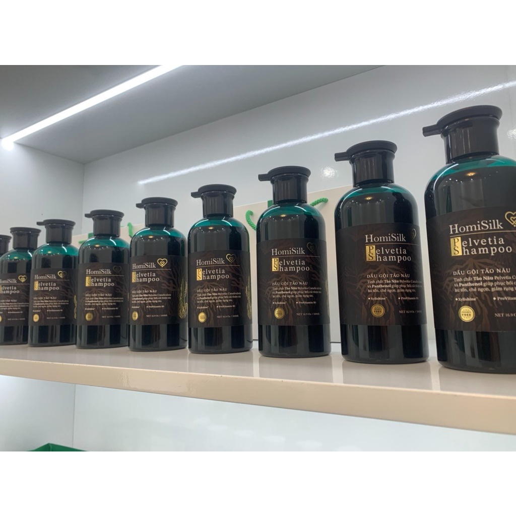 Dầu Gội Tảo Nâu- Pelvetia Shampoo- Sạch Gàu-Giảm Rụng Tóc Homisilk- 500ML