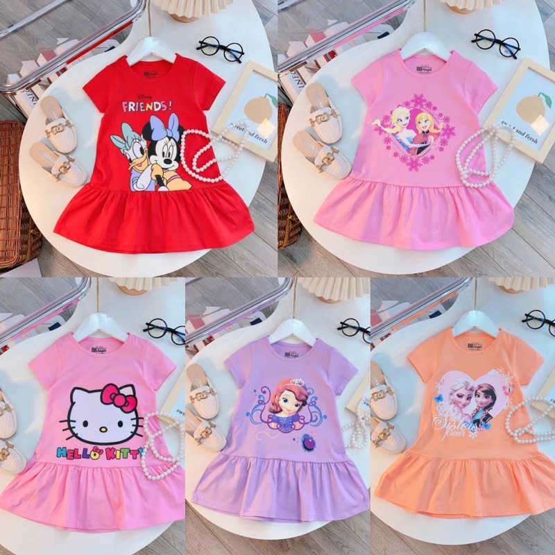 Váy công chúa in hình Elsa, micky, hello kitty siêu dễ thương cho bé