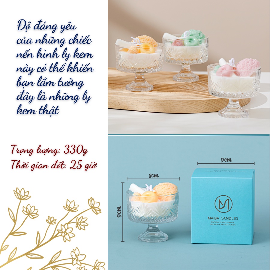 Nến thơm tinh dầu cao cấp LY KEM MAIBA không khói an toàn hương thơm thư giãn