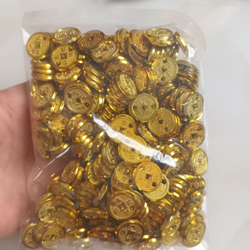 Gói 100 đồng xu thiếc vàng 1cm là thủ công làm handmade