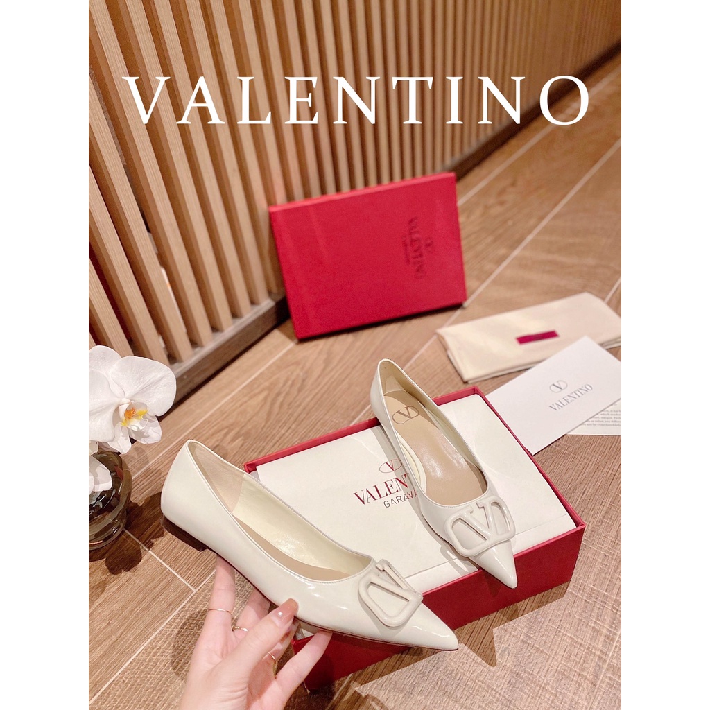 Giày búp bê nữ da thật Valentino mũi nhọn cao cấp, thời trang
