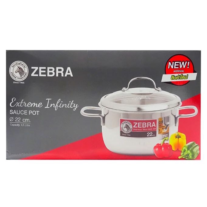 Nồi inox 304 ZEBRA 3 Đáy Extreme Infinity nắp kính 162295 - 162296 - 162297