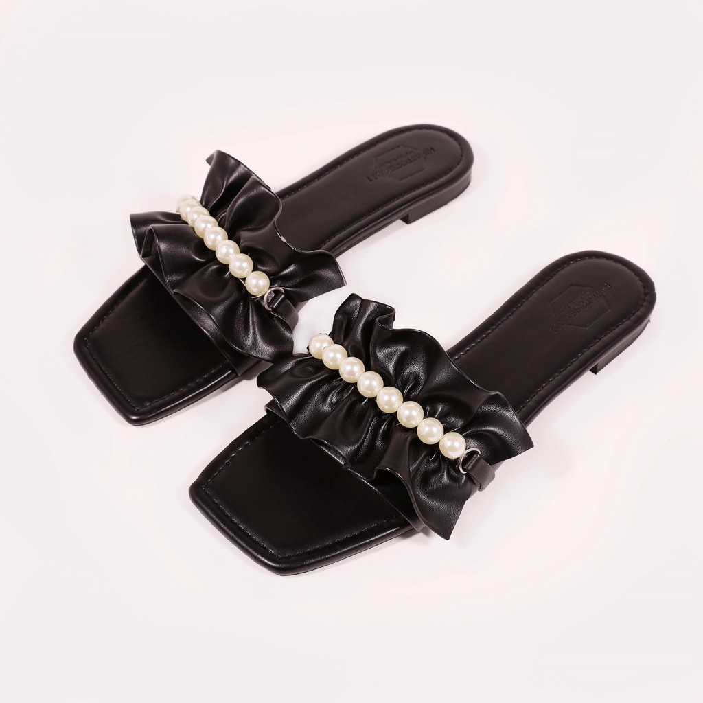 [CÓ SẴN] Dép Nữ Big Size 40 Đến 44 Quai Ngang Bèo Phối Hạt Nhựa Giả Ngọc Trai Trắng Xinh - Thương Hiệu Himistore