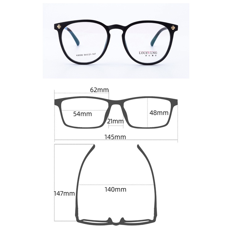 Gọng kính nam nữ Chrome Hearts tròn 8008