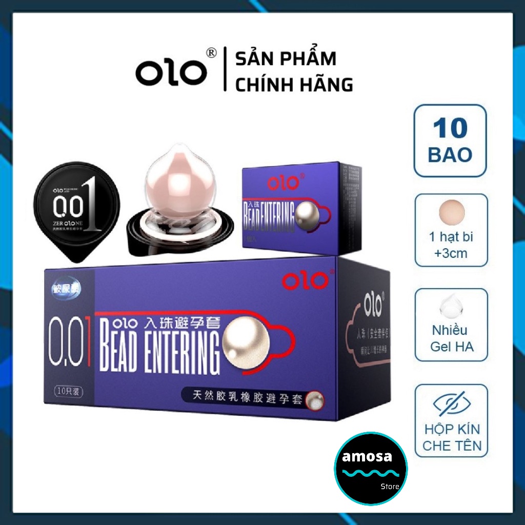 Hộp 10 Bao Cao Su OLO siêu mỏng 0.01mm và 1 bi siêu lớn AMOSA STORE