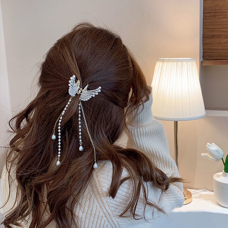 Kẹp Tóc Hình Bướm Phối Tua Rua Phong Cách Hàn Quốc Thời Trang 2022