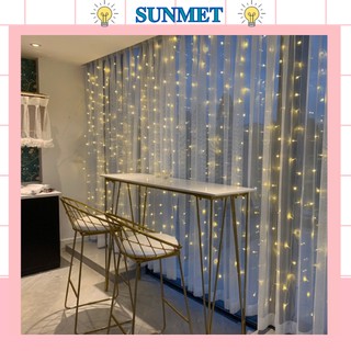 Đèn Rèm Thả Mành Đèn LED Dài 3X3,12 Sợi Chớp Nháy Và Đứng Yên Treo Ngoài Trời Chống Nước Trang Trí Tiệc noel -Sunmet
