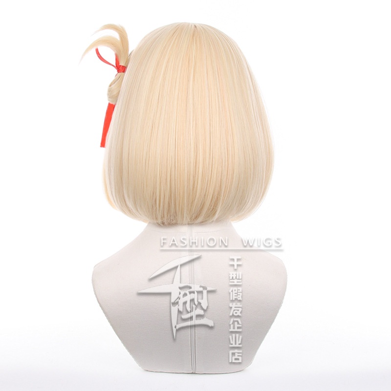 Tóc Giả Ngắn Màu Vàng Nhạt Hóa Trang Nhân Vật Lycoris Recoil Nishikigi Chisato