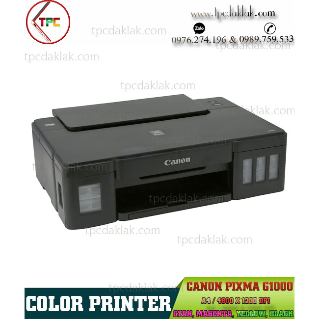 Máy in màu Canon Pixma G1000 | Color Printer Canon Pixma G1000 - GI-790 (Cyan, Magenta, Yellow, Black)