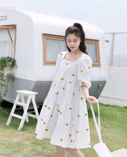 [ Mã FAMAYWA2 giảm 10K đơn 50K] Đầm trái cây tay ngắn vổ vuông dáng suông | BigBuy360 - bigbuy360.vn