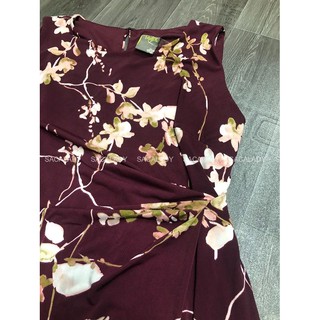 Đầm Thun TAYLOR Sát Nách Bo Eo Đỏ Tím - 2476