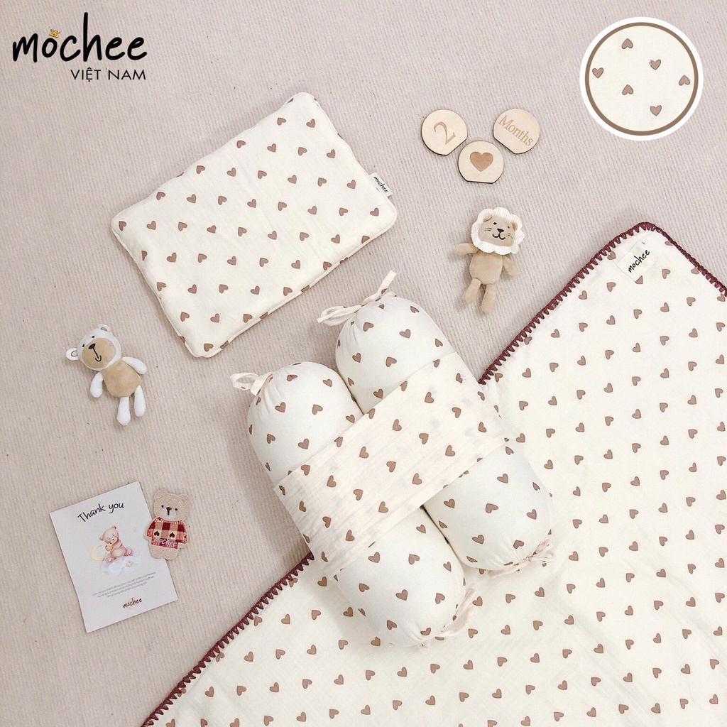 Bộ gối chặn bông kèm gối cho bé MUSLIN của MOCHEE