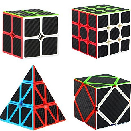 Combo 4 Khối Rubik 2x2 3x3 Tam Giác Skewb. Rubik Carbon Moyu Siêu Hót