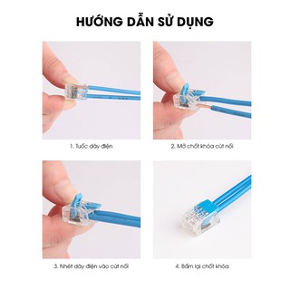 Cút nối dây điện nhanh 2 cổng PCT-412 - Đầu nối có cần gạt thông minh, chịu tải 32A, chống cháy