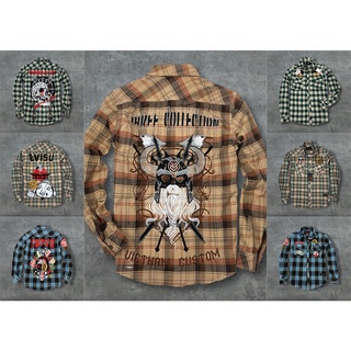 Áo sơ mi tay dài evisu caro kẻ sọc loang hàng thêu nét cao cấp K3 STORE