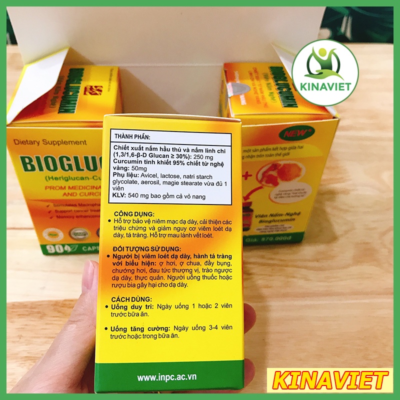 Viên Nấm Nghệ Bioglucumin - Tinh chất Curcumin giúp giảm viêm loét dạ dày, tá tràng, Viện hàn lâm KH&CN Việt Nam - TP19