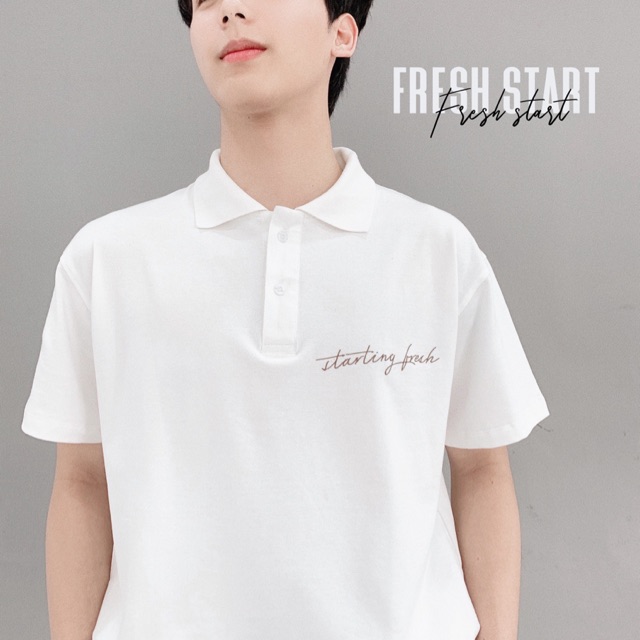 Áo polo unisex &quot;Starting Fresh&quot; Byjolie chất cotton thoáng mát