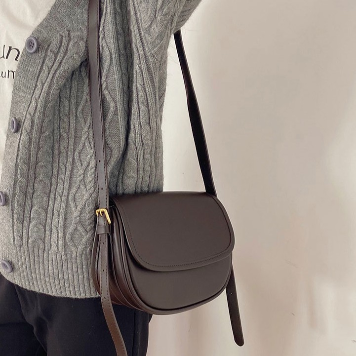 Túi da mềm đeo vai thời trang retro cho nữ