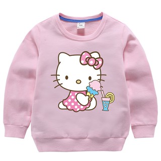 Áo Sweater Cotton tay dài họa tiết Hello Kitty xinh xắn cho bé gái