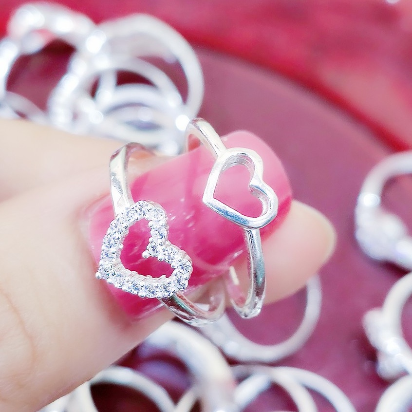 Nhẫn bạc Nhẫn trái tim nhỏ Van Jewelry V10269 gắn đá trắng