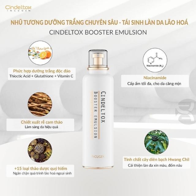 Kem dưỡng ẩm phục hồi da nhũ tương Booster Emulsion Cindeltox 120ml cấp ẩm hồi phục độ tươi sáng mềm mịn da