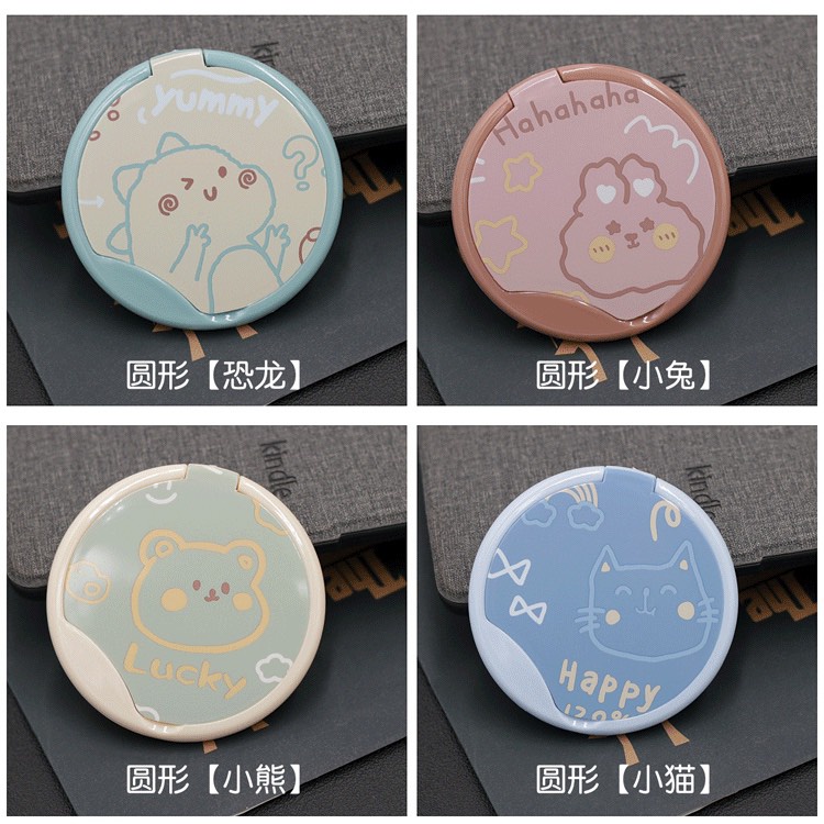 Gương mini có lược hình tròn trang điểm bỏ túi in hình dễ thương