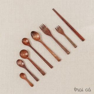 Thìa Gỗ Ăn Cơm Bằng Gỗ Trắc, Gỗ Beech TRẠI CÁ HOME, Muỗng Pha Trà Cafe  An Toàn Thân Thiện - Hàng Xuất Khẩu Cao Cấp