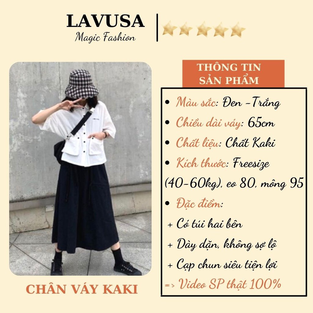 Chân Váy Kaki 🐷FREESHIP🐷 Váy Bồng Lưng Chun Dài Hai Màu Đen Trắng  LAVUSA | BigBuy360 - bigbuy360.vn