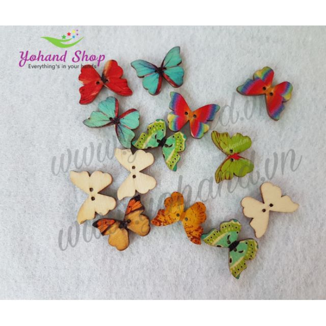 Nút gỗ hình bướm 28x20mm ( gói 10 nút)