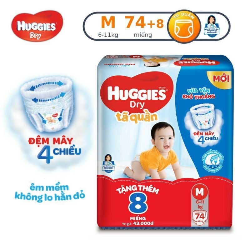 Tã quần huggies M74,L68,XL62,XXL56