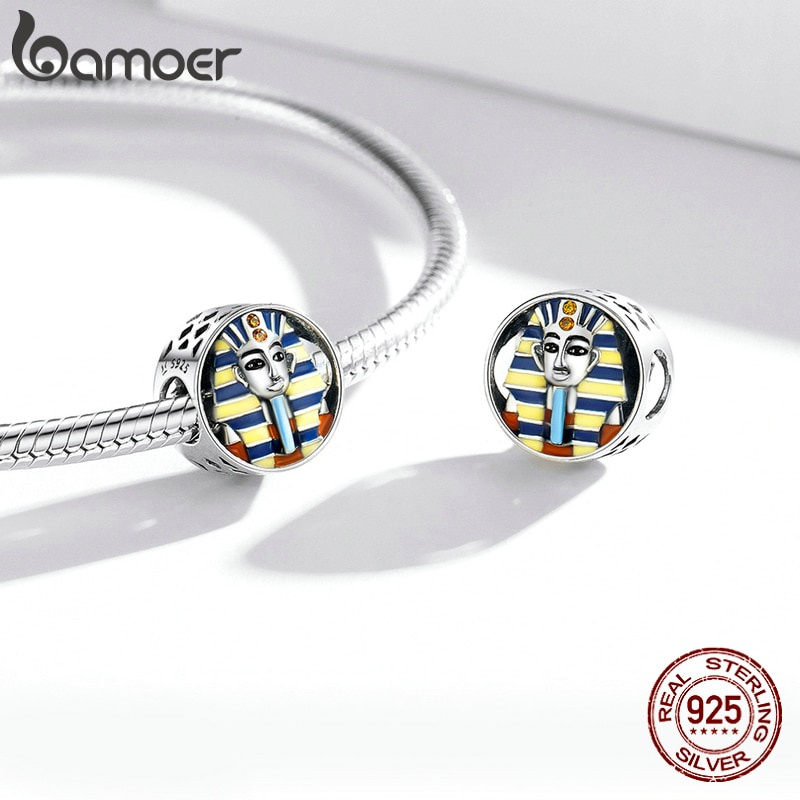 Mặt dây bamoer hình pha-ra-ông Ai Cập bằng bạc 925 cho tự làm dây chuyền/ vòng tay SCC1858