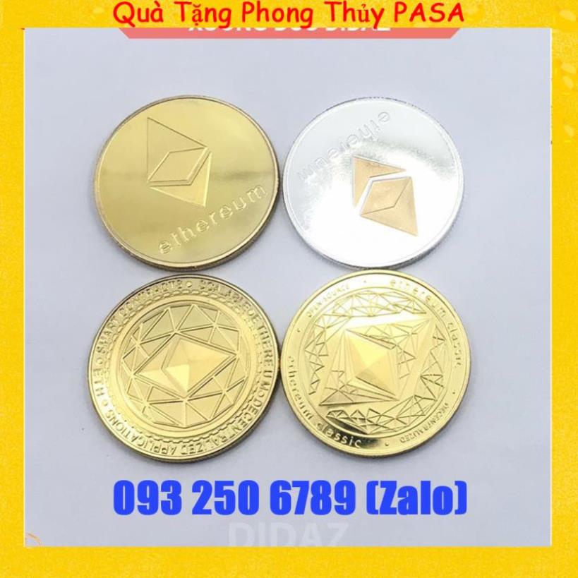 Combo 4 phiên bản - Đồng Xu Ethereum - Ether - ETH mạ vàng 24k đồ lưu niệm,trang trí,sưu tầm, quà tặng