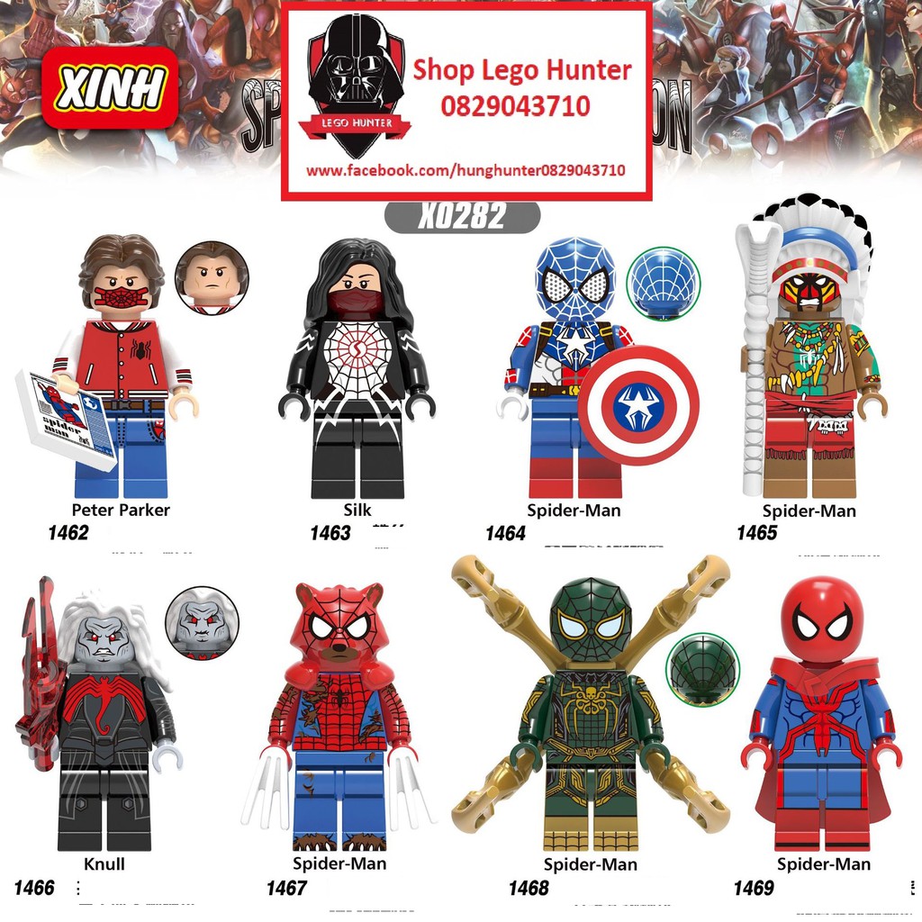 Xếp hình Marvel Superheroes Minifigures Người nhện Spiderman các phiên bản X 0282