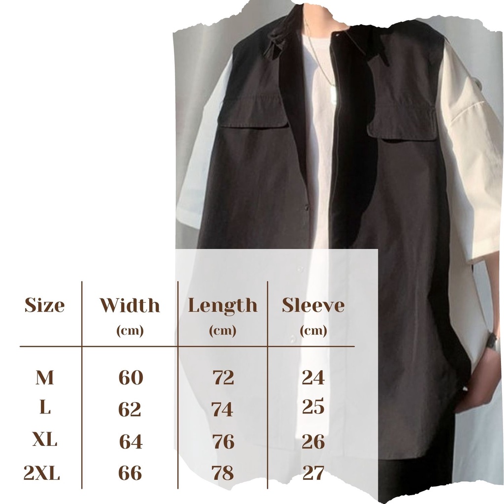 Áo Sơ Mi Tay Lỡ Form Rộng Phối Ulzzang, Sơ Mi Tay Lửng Phong Cách Hàn Quốc