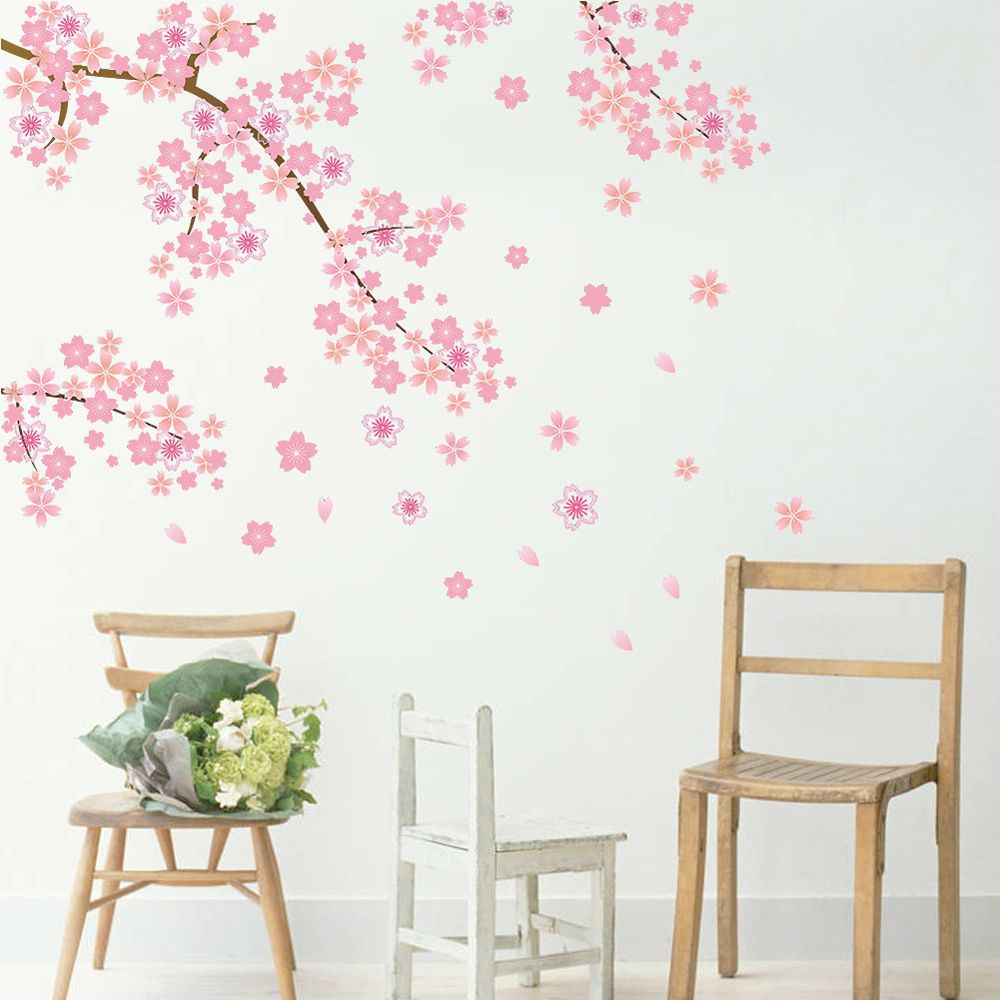 Set 2 Sticker Dán Tường Trang Trí Hình Hoa Đào 35cm*50cm