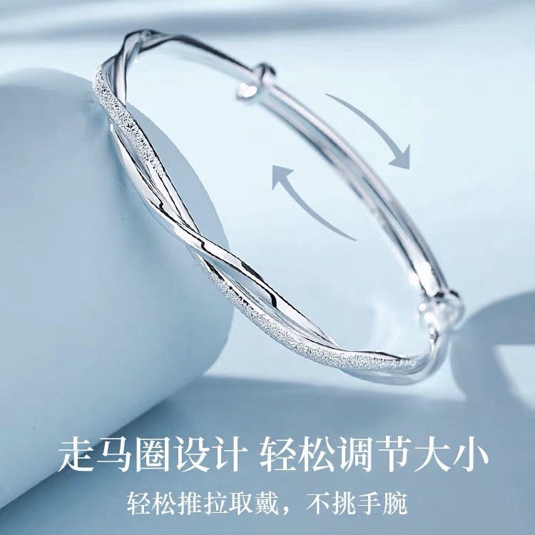 Vòng Đeo Tay Bằng Bạc Sterling 999 Màu Trơn Đơn Giản Cho Nữ 07.13