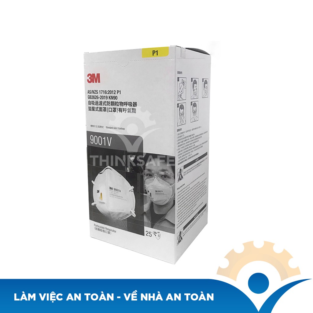 Khẩu trang 3d Thinksafe có van thở , 3M 9001v vải kháng khuẩn, thiết kế đẹp, 4 lớp hàn quốc, n94, 3m chính hãng